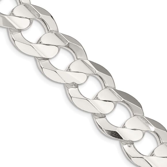 Kazi Luxury Sterling Silver 15.75mm Concave Beveled Curb Chain - Picture 1 of 4
